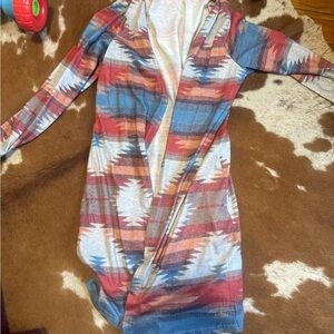 Southwestern Open Front Duster Cardigan - Multi Color